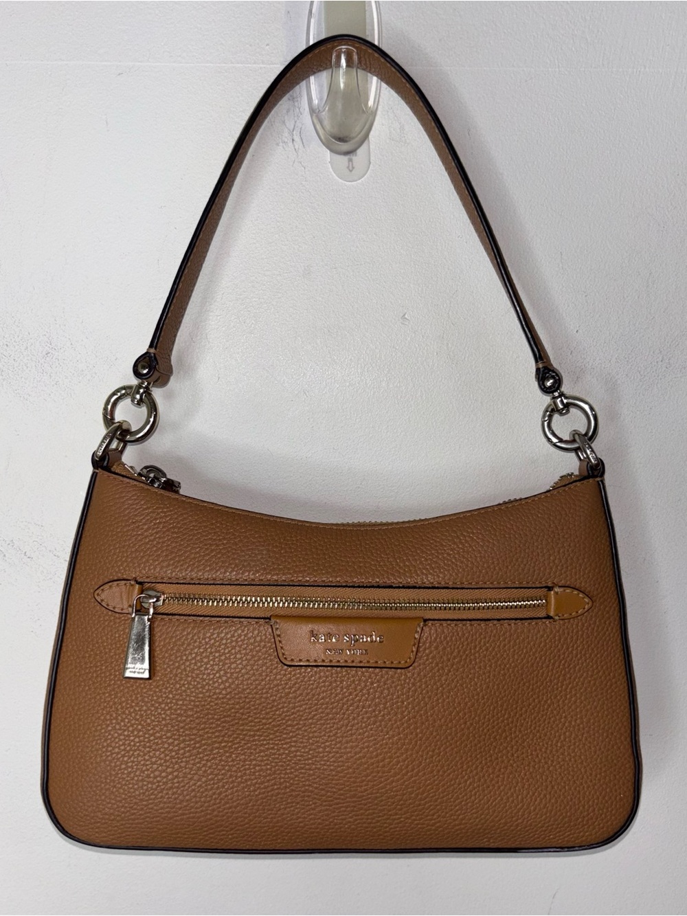 Kate Spade Brown Tan Pebbled Leather Hudson Shoulder Bag